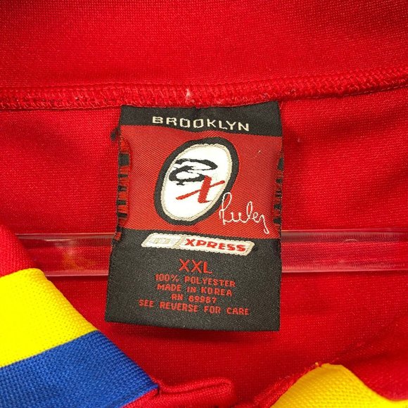 BROOKLYN XPRESS Mens XXL Warm Up Y2K Snap Up Short Sleeve Jersey Pockets - Picture 7 of 8